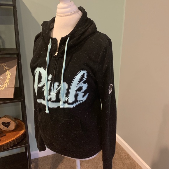 PINK Victoria's Secret Tops - Pink💗 1/4 zip pull over hoodie w/mint green PINK!
